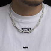 WBJ定制珠宝8mm满镶嵌回形针项链S925银纯银镀金嘻哈银饰hiphop