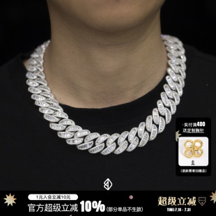 WBJ定制珠寶21mmT方古巴項鏈純銀S925 hiphop chain cuba