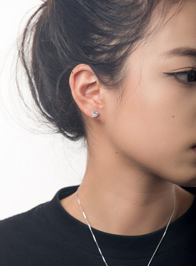 WBJ定制珠宝 特价 三爪爱心耳钉 925银质电镀18K真金 防氧化耳饰