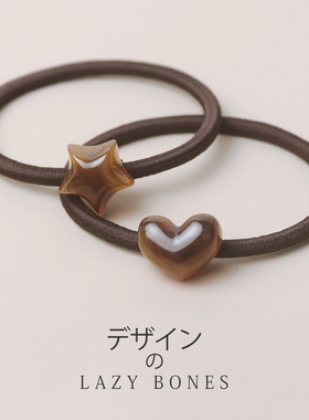 高质感高弹耐用！日韩简约爱心发圈百搭琥珀色头绳卡通图案发饰