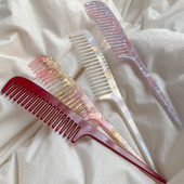 人鱼幻彩精致圆齿醋酸梳不伤发女士专用长发密齿梳子外出百搭便携