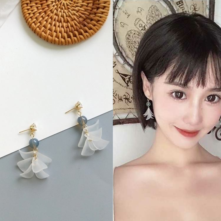 花仙子清新顯白耳環森系花瓣短發耳釘女水仙花永生花耳墜耳飾超仙