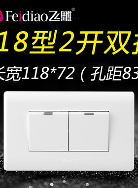 飞雕118型二开双控2开电源暗装