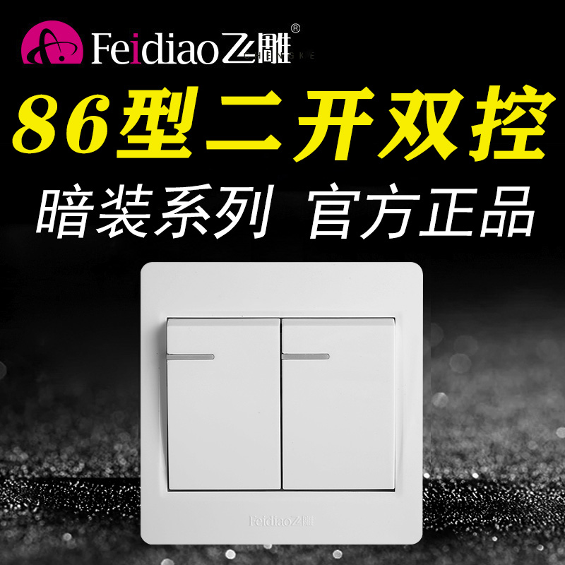 飞雕86型暗装二开双控2开灯电源