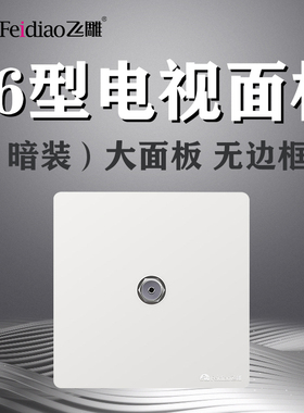 飞雕86型暗装大板Y白色电视插座有线闭路面板家用数字机TV一位