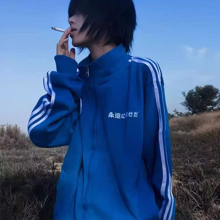 立领校供感学生秋冬条纹卫衣拉链