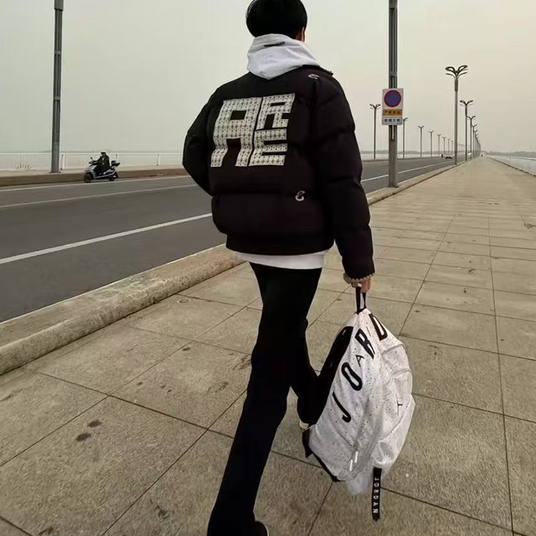 美式高街复古pu皮拼接棒球服男款