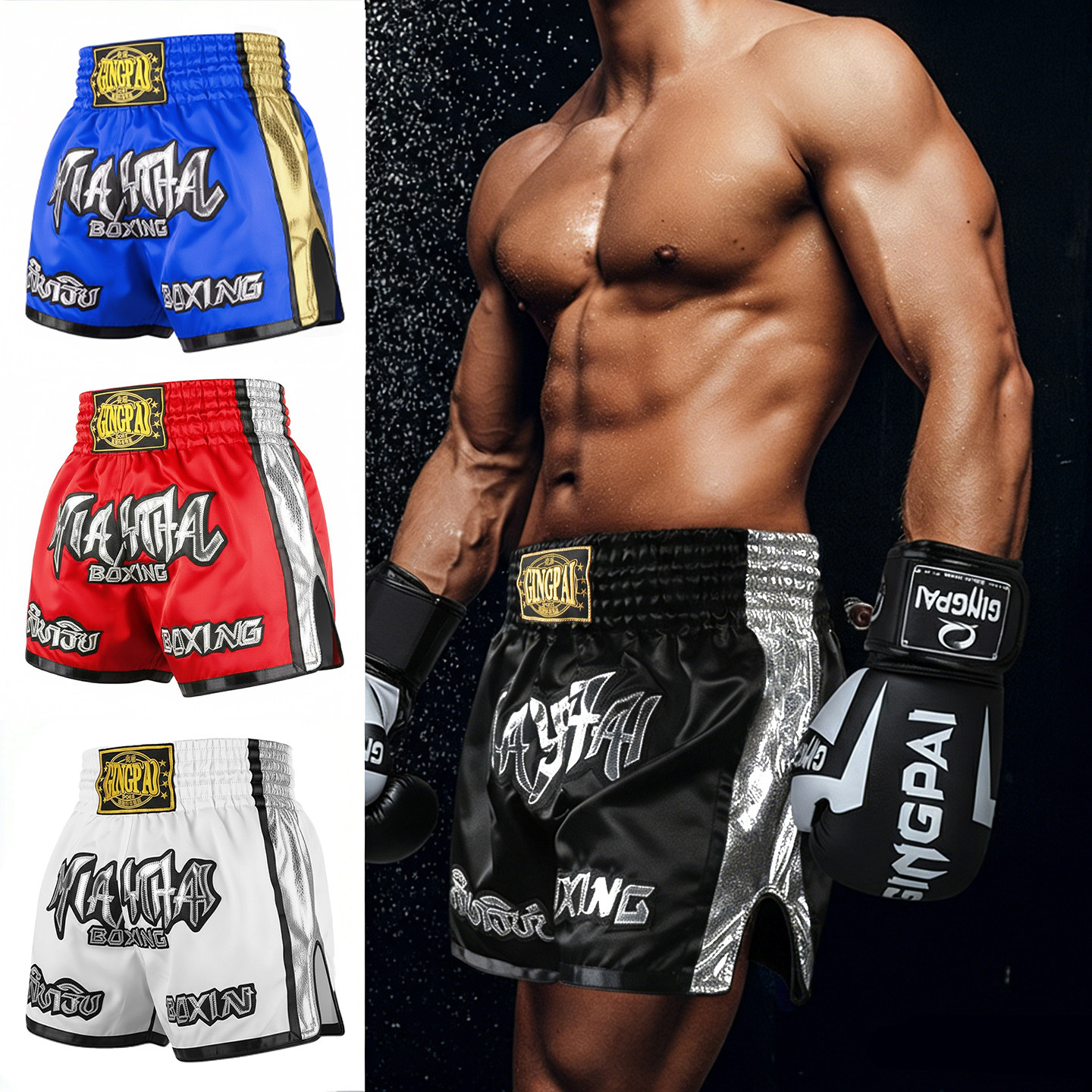 泰拳短裤拳击自由搏击裤成人男女服综合格斗散打服儿童mma训练服