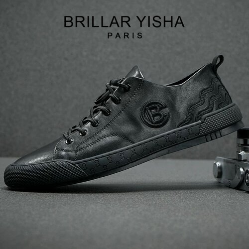 BRILLAR YISHA欧洲站男鞋夏季新款低帮软底头层牛皮透气休闲板鞋
