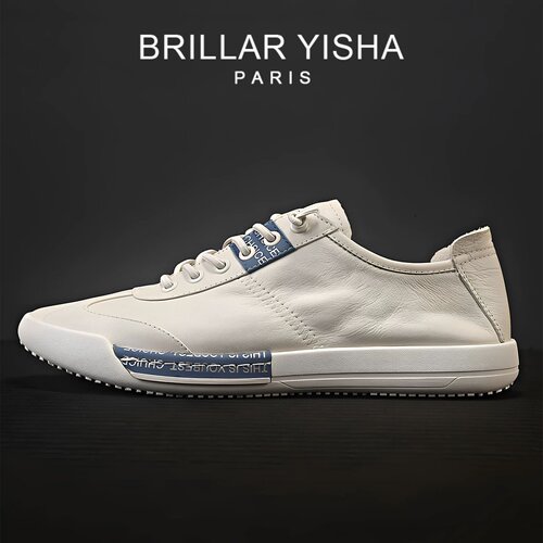 BRILLAR YISHA真皮板鞋男士2026夏季新款低帮软底透气休闲小白鞋