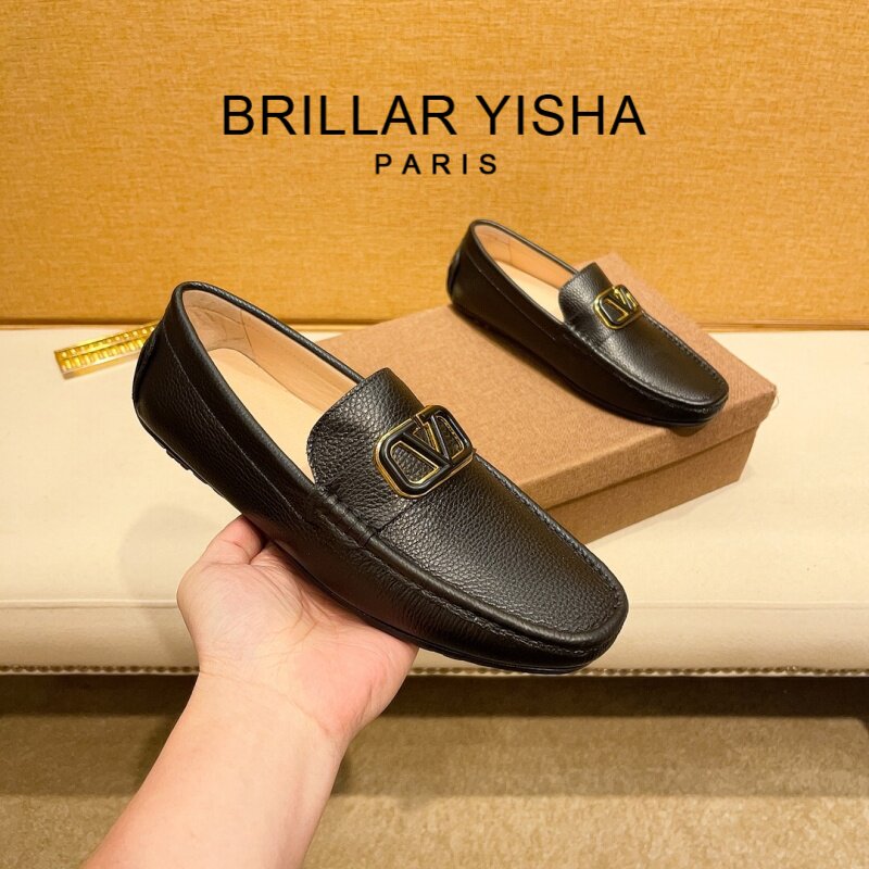 BRILLAR YISHA高端品牌豆豆鞋男春季新款真皮高级感商务休闲皮鞋