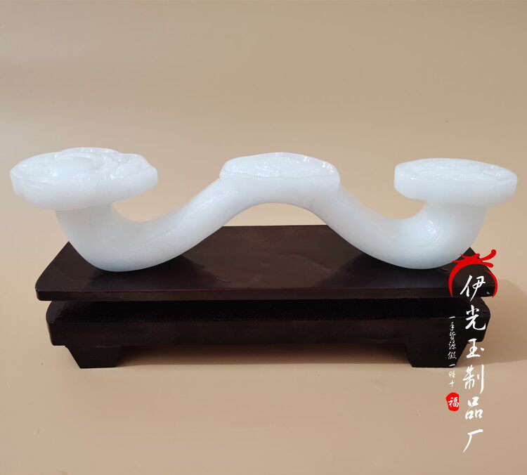 天然白玉五福如意摆件玉石百财如意摆设客厅家装玄关如意居家摆设