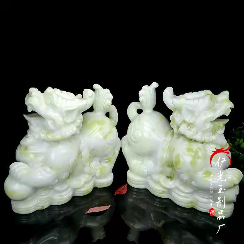 天然玉石招财貔貅摆件蓝田玉家居皮丘摆饰玄关酒柜装饰品礼品摆设
