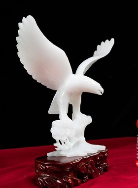白玉石老鹰大鹏展翅大展宏图摆件