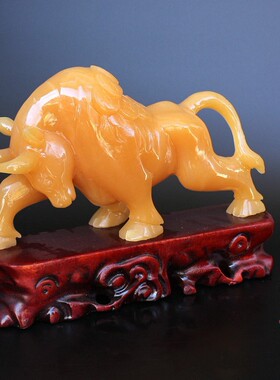 黄玉客厅办公室牛生肖牛摆件摆设