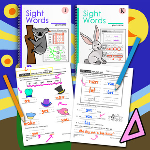 儿童英语启蒙高频词sightwords英文单词汇描写趣味作业题纸涂色本