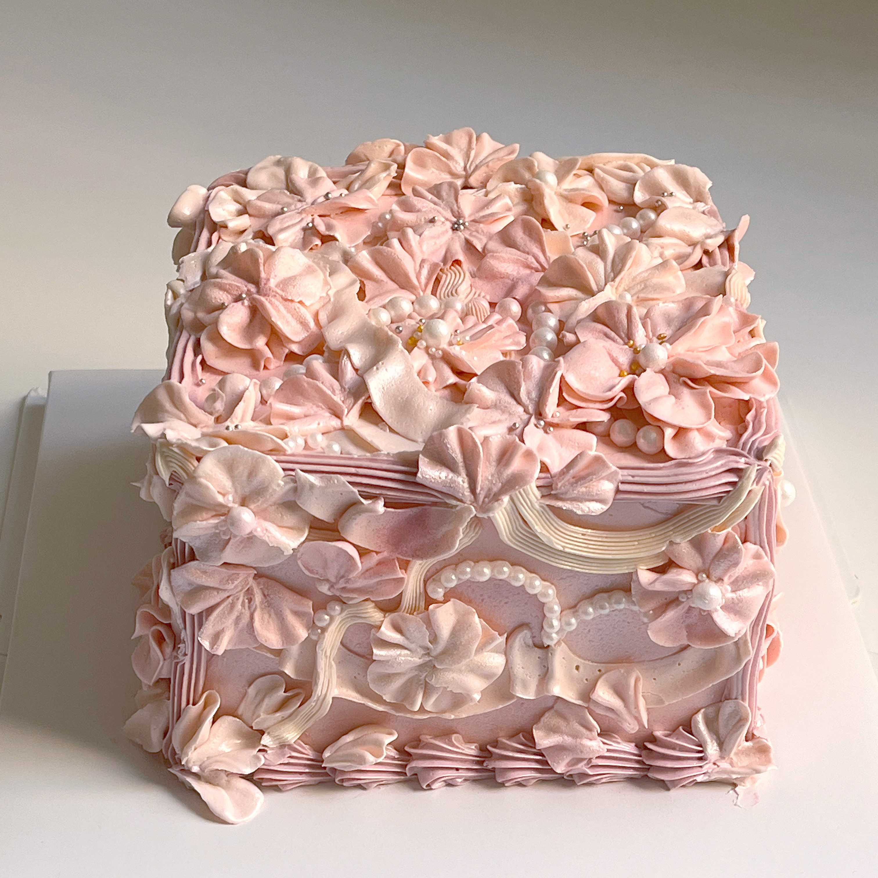 【粉色复古裱花仙女款式】长岛生日蛋糕新鲜水果动物奶油沈阳送货