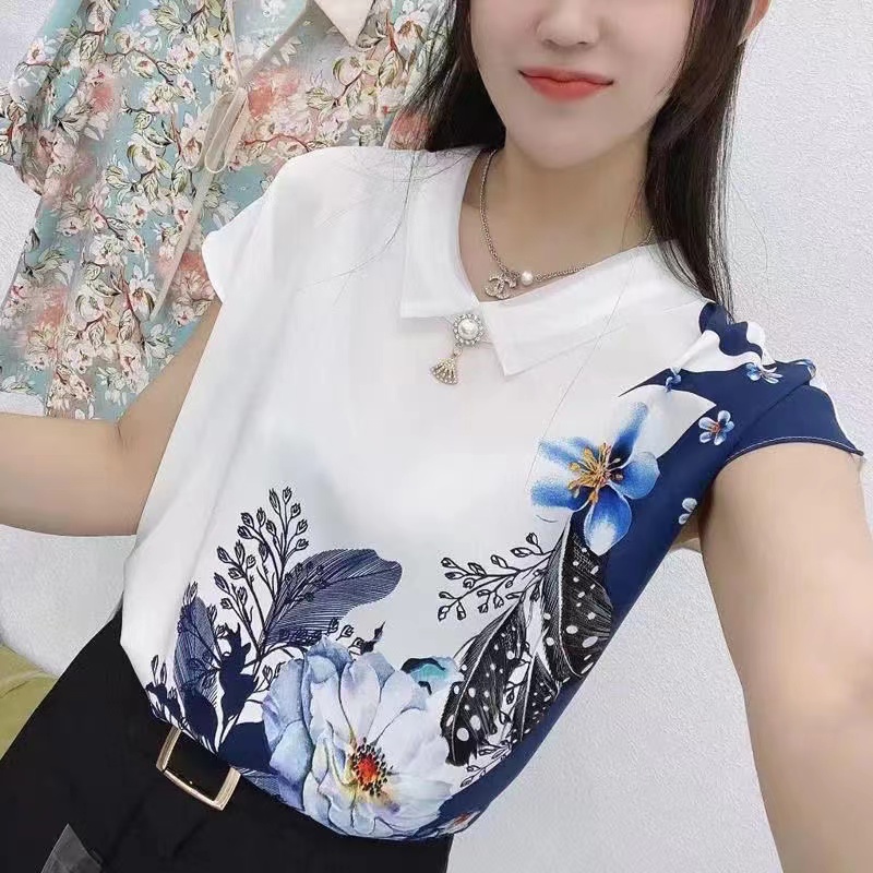 2025新款女装夏季中老年妈妈装大码时尚气质印花短袖T恤上衣女潮