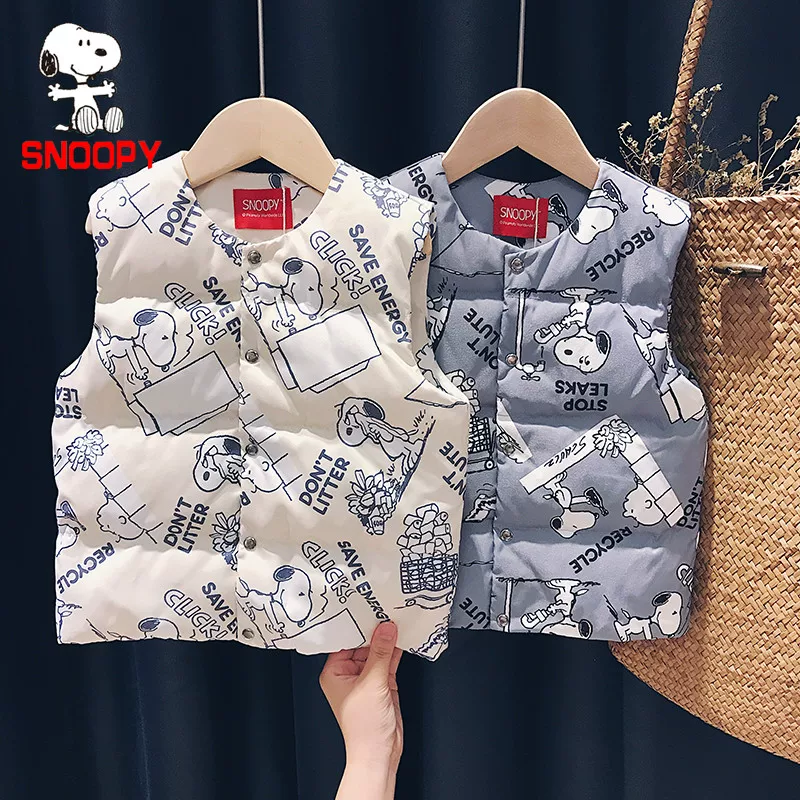 Nuby, Snoopy, детская зимняя дутая куртка для мужчин и женщин, лёгкая и тонкая жилетка с пухом