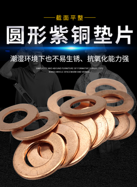 紫铜平垫2MM垫圈密封船用表用垫片圆形内径M6M7M8M10M12M14M16M18
