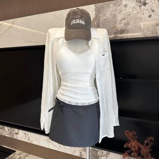 小海鸥白色防晒衬衫外套女夏季新款气质慵懒风法式宽松上衣