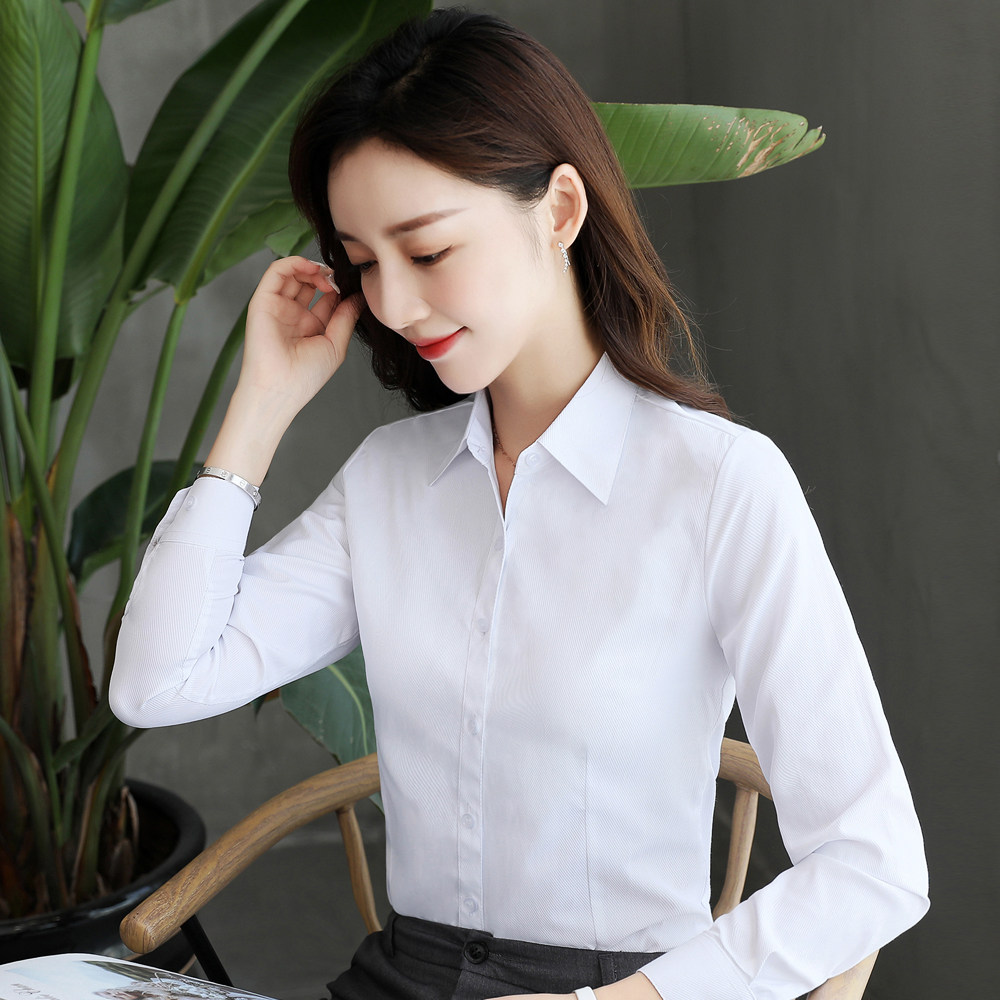 正装白衬衫女宽松大码V领秋竖条纹冬衬衣短袖职业装长袖OL工作服在类目 女装/女士精品, 衬衫中 - 来自Buy2taobao.com提供专业的淘宝代购服务