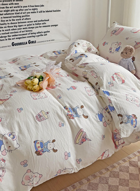 A类双层纱被套纯棉被罩单件小清新可爱卡通学生宿舍单人床被套