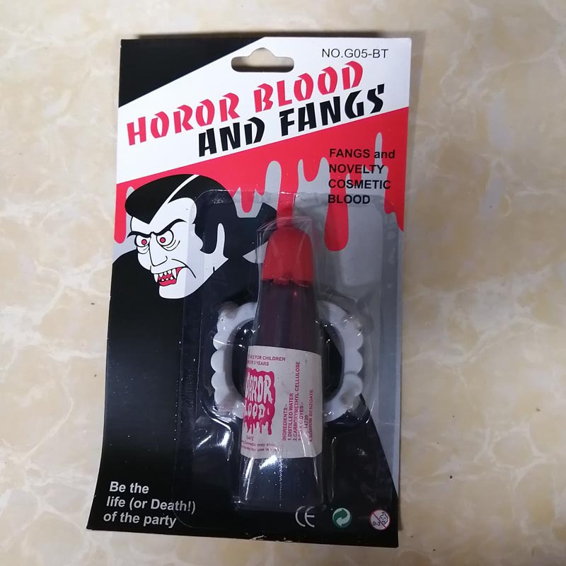 万圣节吸血鬼假牙僵尸假牙尖牙恶搞指甲獠牙血浆血丸夜光无聊玩具