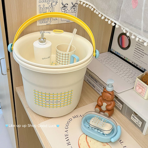 学生宿舍洗漱套装大容量加厚脸盆水桶二件套高中生用洗澡洗衣桶