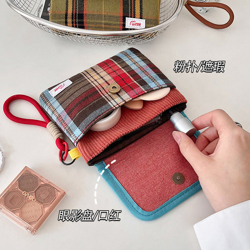 ins风化妆包女小迷你2024新款便携旅行随身补妆口红品杂物收纳袋