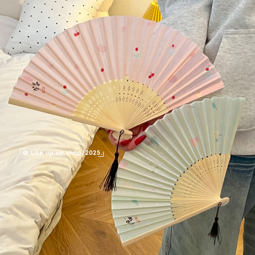 新中式折扇古风扇子夏季女扇便携折叠扇中国风汉服旗袍扇古典竹扇