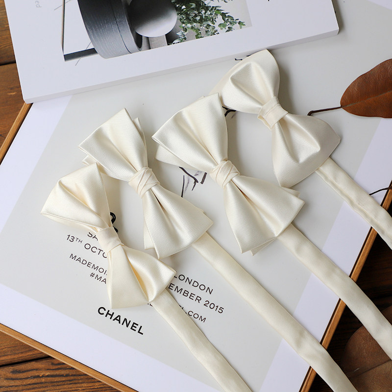 收集白色 复古英式绅士领结男纯色新郎伴郎婚礼蝴蝶结 礼盒装