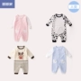 Quần áo trẻ em mùa xuân và mùa thu nữ quần áo sơ sinh cotton romper nam ra khỏi quần áo 6-12 tháng tuổi bé mùa thu - Áo liền quần áo bé trai