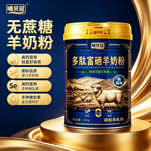 多肽富硒羊奶粉新西兰进口奶源高钙免疫力无蔗糖学生中老年羊奶粉