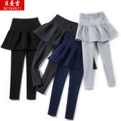 裙 显瘦百褶裙春秋冬季 加绒加厚假两件打底裤 女高腰外穿纯棉夏薄款