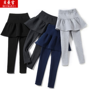 裙 显瘦百褶裙春秋冬季 加绒加厚假两件打底裤 女高腰外穿纯棉夏薄款