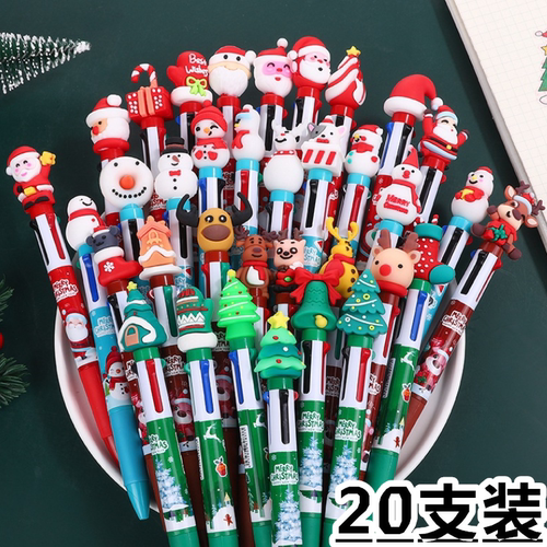 圣诞节可爱卡通四色圆珠笔迷你口袋笔创意小学生圣诞礼物实用奖品