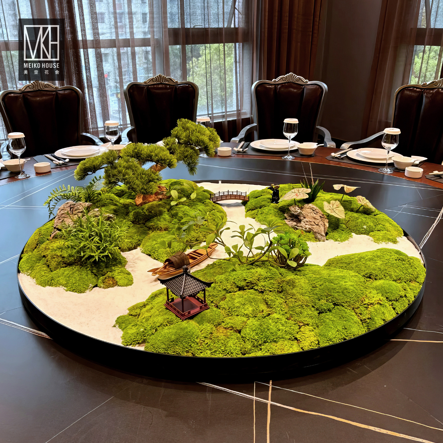 美空花舍餐桌景中间摆花高端定制