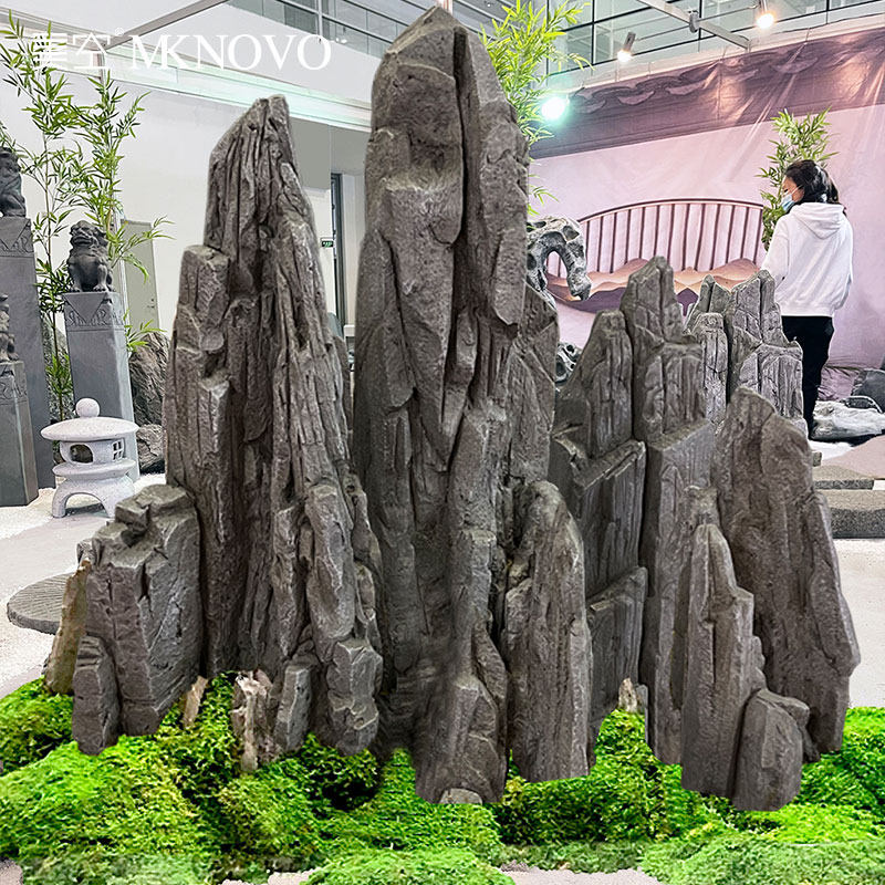 美空801/仿真斧劈石摆件室内假山造景石庭院微景观干景布置苔藓石
