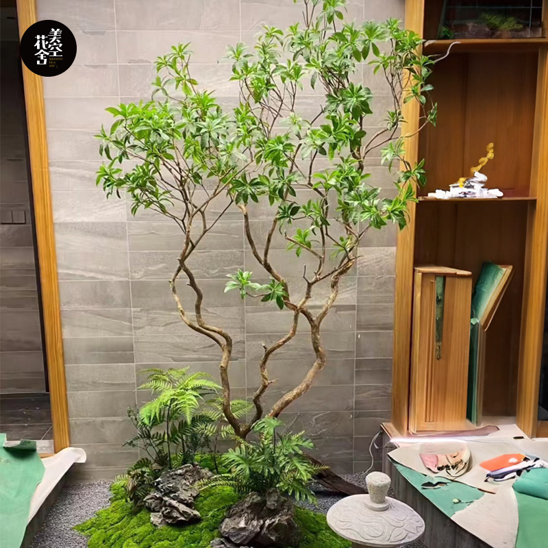 马醉木新款仿真绿植盆栽橱窗造景吊钟树室内装饰假树景观/美空052