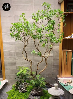 Mazuimu新型模拟绿色植物盆栽窗景挂钟树室内装饰假树景观/美国天