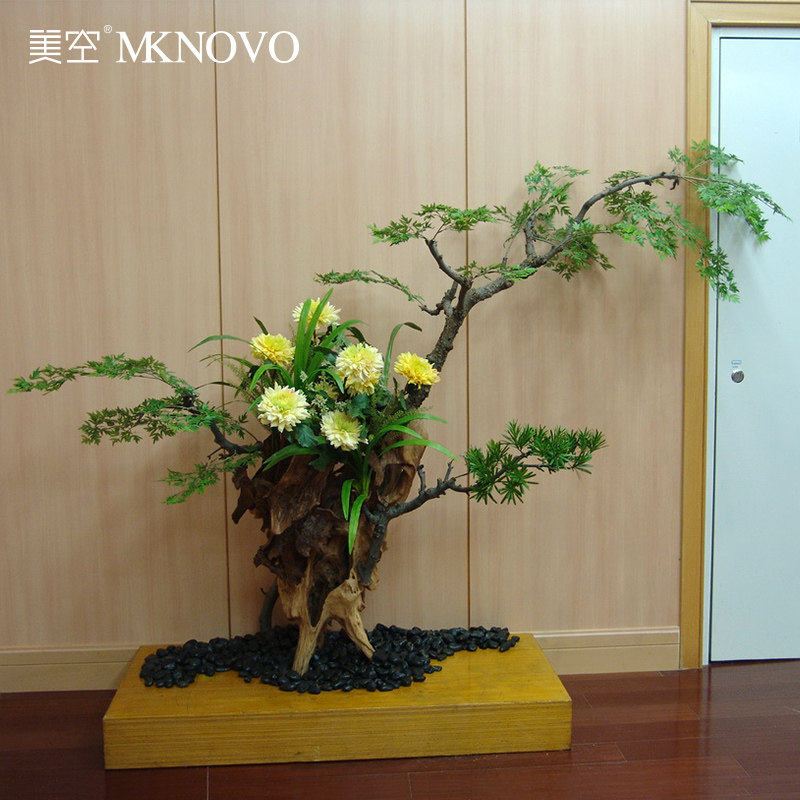 美空281/老桩枯木仿真枫树枯根艺术盆景植物室内落地仿真绿植摆件