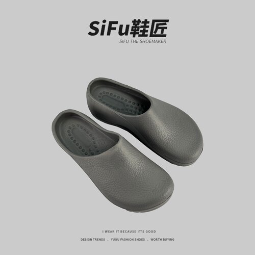 外贸 小众超软EVA博肯鞋低帮厨师鞋复古一脚蹬德比黑武士穆勒拖鞋