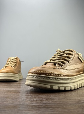 SIFU鞋匠 外贸 冬季男士高帮皮鞋英伦复古皮靴防滑耐磨百搭板鞋