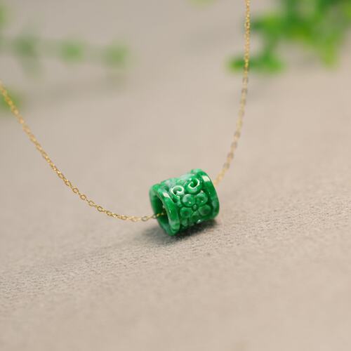 天然A货翡翠雕花路路通转运珠