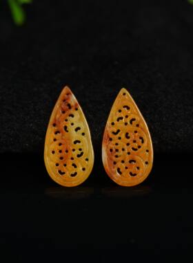 天然A货翡翠水滴镂空耳坠花片