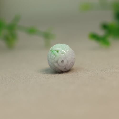 紫飘绿花缅甸天然A货翡翠珠子