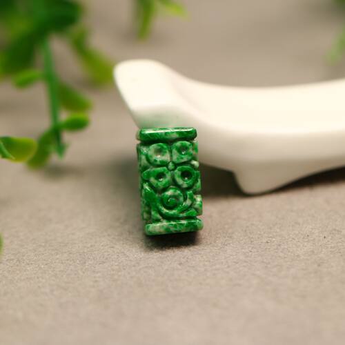 天然A货翡翠雕花管珠桶珠