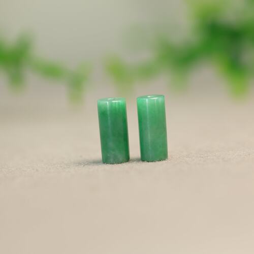 天然A货翡翠圆柱形管珠路路通