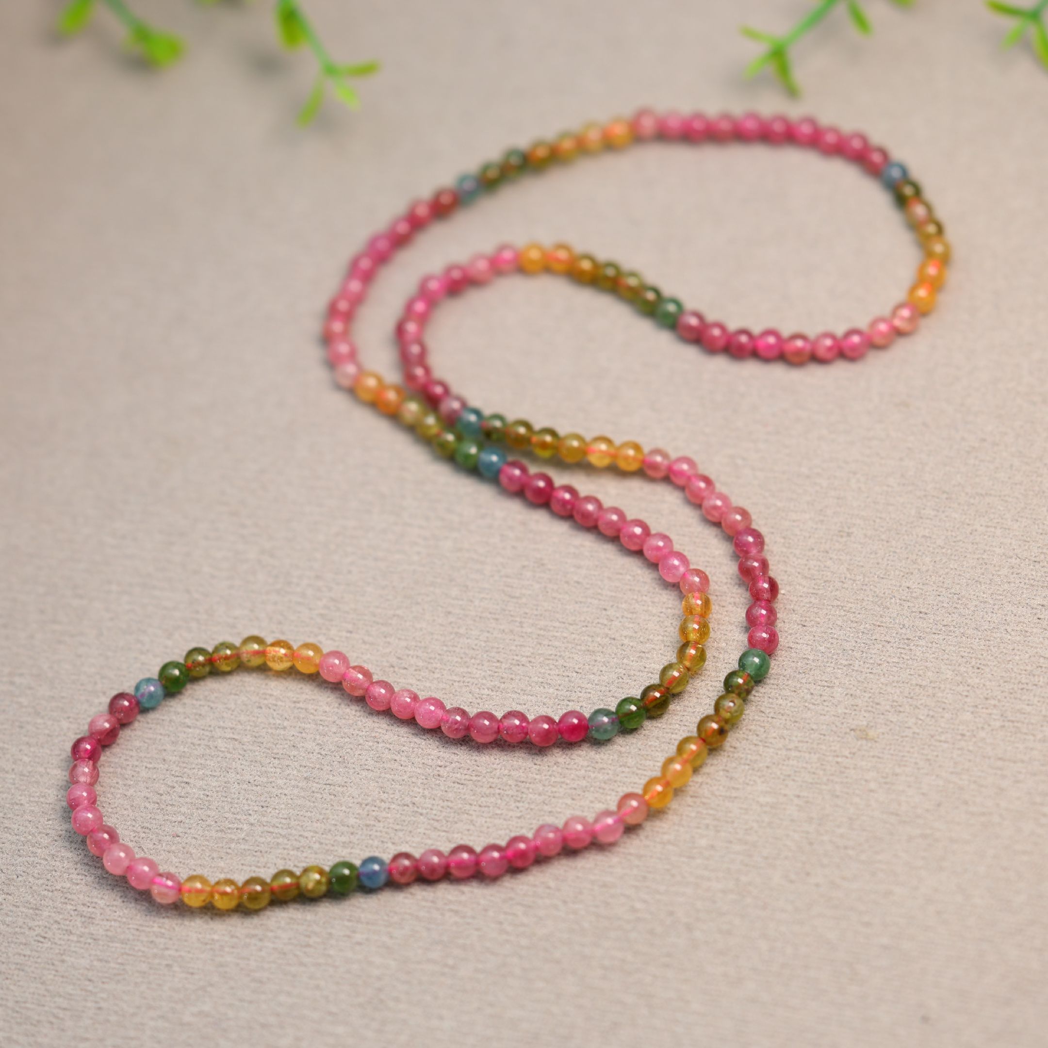 天然碧玺小米珠子小圆珠项链